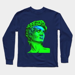 David Skull Interactive Green&Blue Filter T-Shirt By Red&Blue Long Sleeve T-Shirt